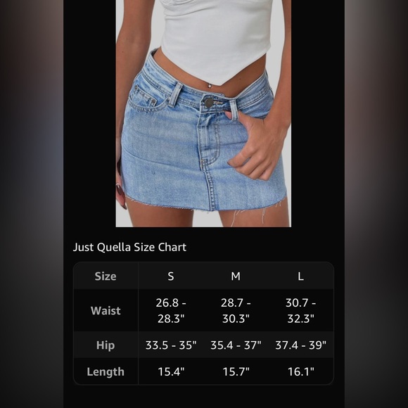 Just Quella Women's High Waisted Jean Skirt Fringed Slim Fit Denim Mini Skirt - Picture 6 of 14